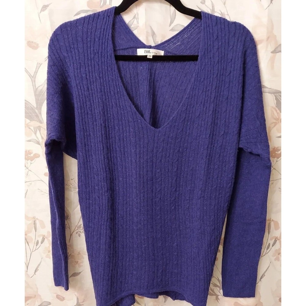 My Tribe Silk Wool Alpaca Blue Sweater Size xsmall